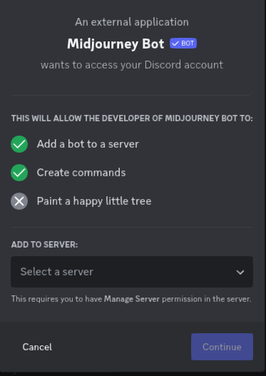 add midjourney bot to server